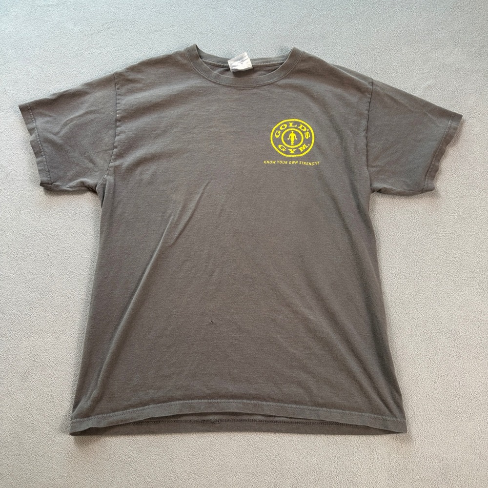 Golds Gym T Shirt Men M Gray Gym Bodybuilding Heavyweight Crew Neck Short Sleeve